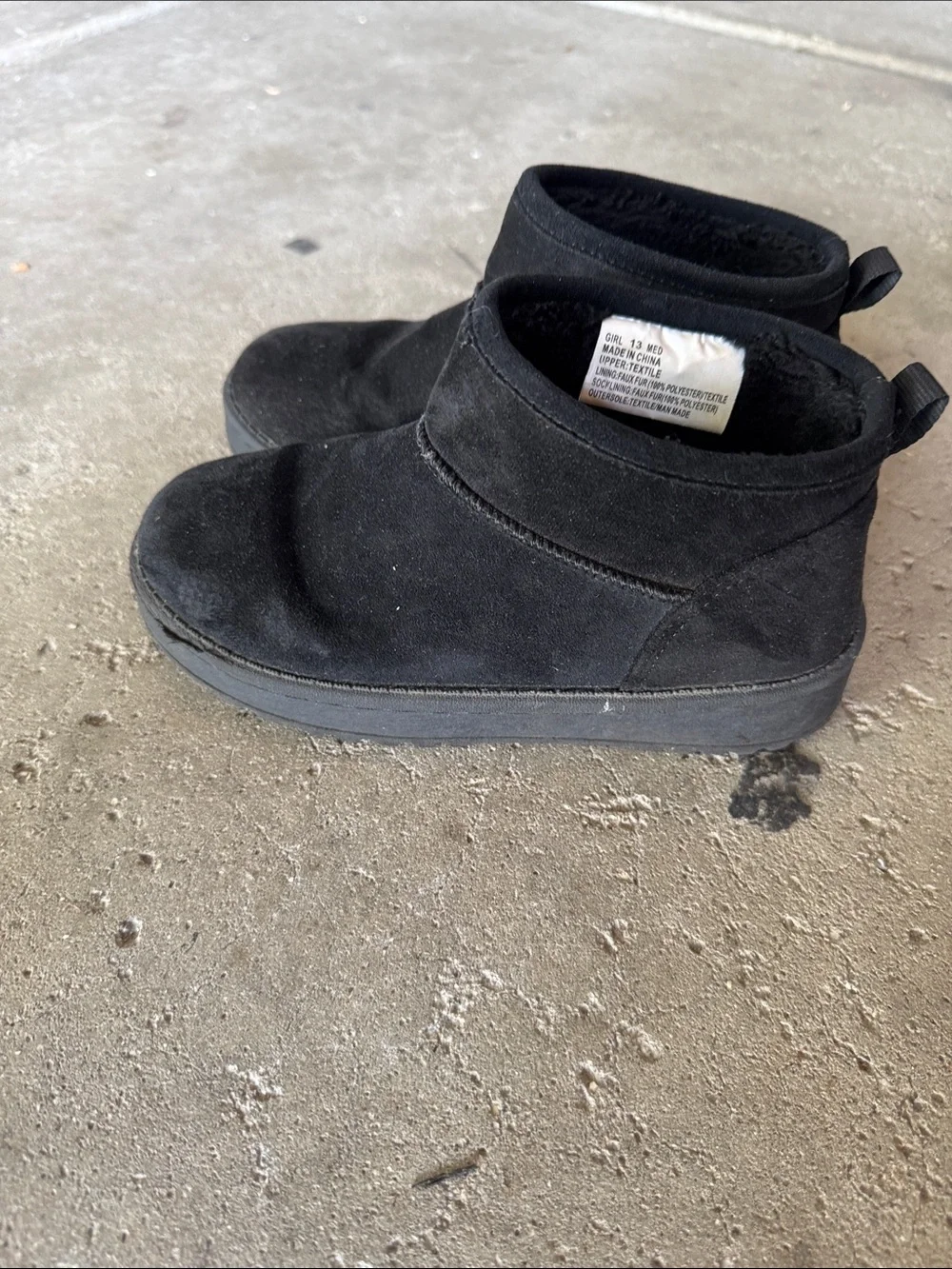 Black Suede-Look Slip-On Ankle Shoes